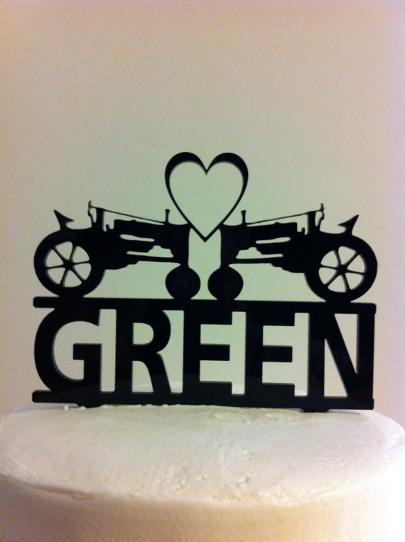 Свадьба - Farmers Tractor Heart Mr & Mrs Surname Personalized Acrylic Wedding Cake Topper