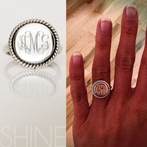 Wedding - Sterling Monogram Ring - Sterling Braided Round Ring: 14 Other Styles - Trendy Monogram Jewelry