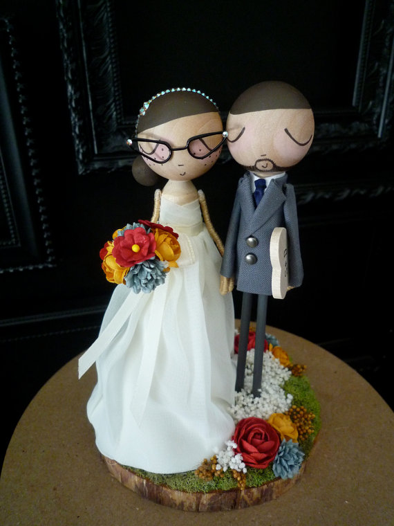 Hochzeit - Wedding Cake Topper with Custom Wedding Dress - Custom Keepsake by MilkTea