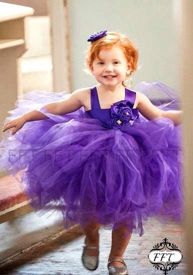 Wedding - Purple, Royal Purple, Flower Girl Dress, Tutu Dress, Newborn-24m, 2t,2t,4t,5t, 6, birthday