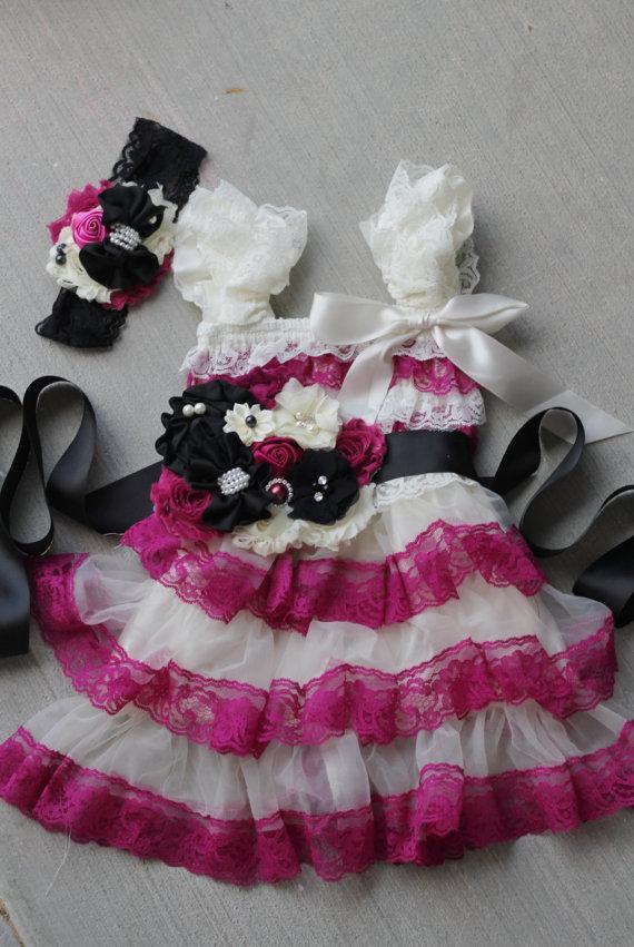 Wedding - cranberry flower girl dress sash headband,cranberry ivory black, lace  Dress,Flower girl dress,First 1st Birthday Dress, girls photo outfit