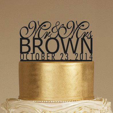 زفاف - Custom Wedding Cake Topper - Personalized Monogram Cake Topper - Mr and Mrs - Cake Decor - Bride and Groom