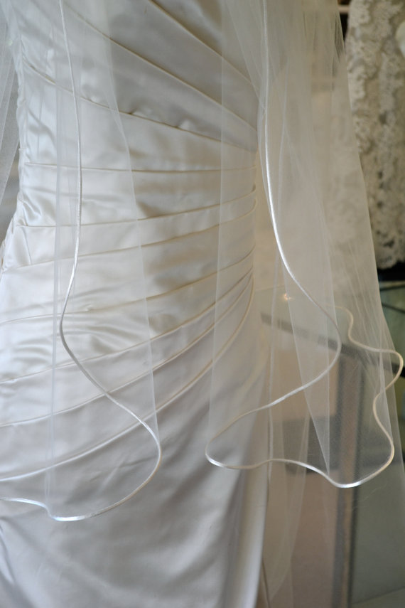 زفاف - Fingertip Veil, Fingertip Blusher, Wedding Veils, Detachable Veil - Ivory or White