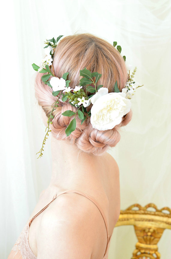 Свадьба - Woodland wedding crown -  leaf and flower crown
