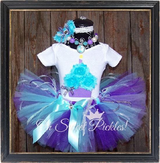 زفاف - Elsa FROZEN Inspired  - Includes BIRTHDAY Tutu Skirt Set, Headband And 3D Cupcake Shirt  Newborn, 1st, 2nd, 3rd, 4th, 5th, 6th, 7th Birthday