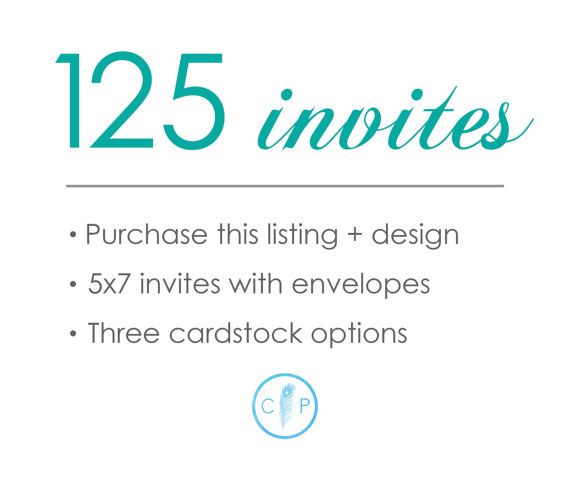 زفاف - 125 Printed Invitations (5x7) with envelopes - purchase this plus the design listing of your choice