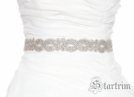 Hochzeit - SALE WINNY Crystal wedding bridal beaded sash , belt