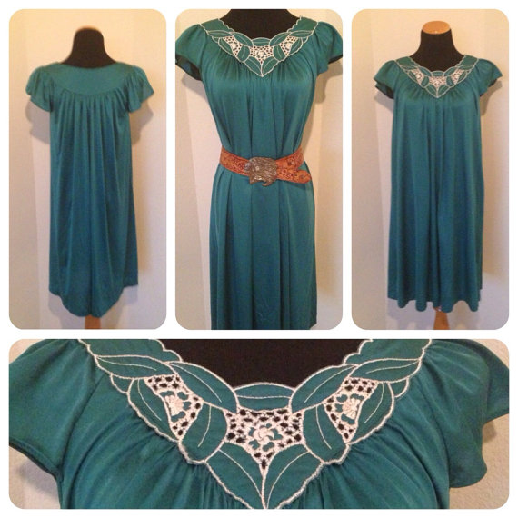 Mariage - Teal Lingerie Dress with White Lace Filigree Bib and Flutter Sleeves - Festival Friendly - Lingerie Slip - Swimsuit Cover Up - Sml Med Lg