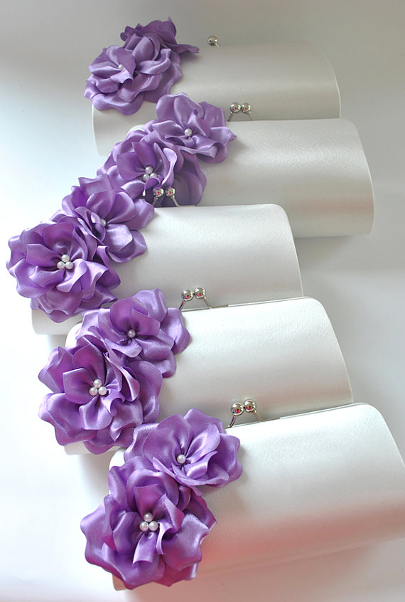 Mariage - Set of 5  Bridesmaid clutches / Wedding clutches - Custom Color - STANDARD SHIPPING