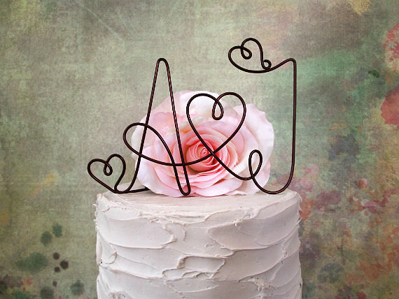 Mariage - Personalized Cake Topper with YOUR INITIALS, Rustic Wedding Cake Topper, Shabby Chic Wedding Cake Topper, Wedding Cake Topper