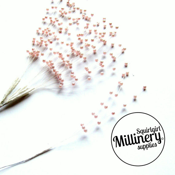 زفاف - 12 Stems Pearl Sprays (For Millinery, Wedding Bouquets) - Light Pink