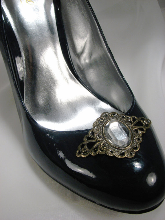 Hochzeit - Shoe Clips Crystal Jewels with Filigree Jewelry for your Shoes