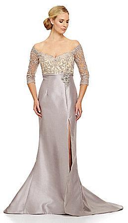 Hochzeit - Terani Couture Beaded Lace Off-the-Shoulder Mermaid Gown