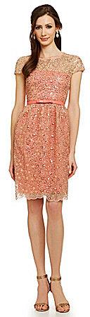Hochzeit - Mikael Aghal Sequined Floral Lace Dress