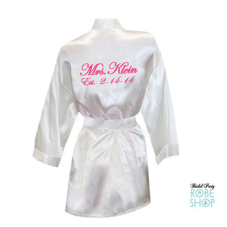 Wedding - Personalized Satin Robes with Personalization on Back, Bridesmaid Robes, Bridal Robe, Bride Robe