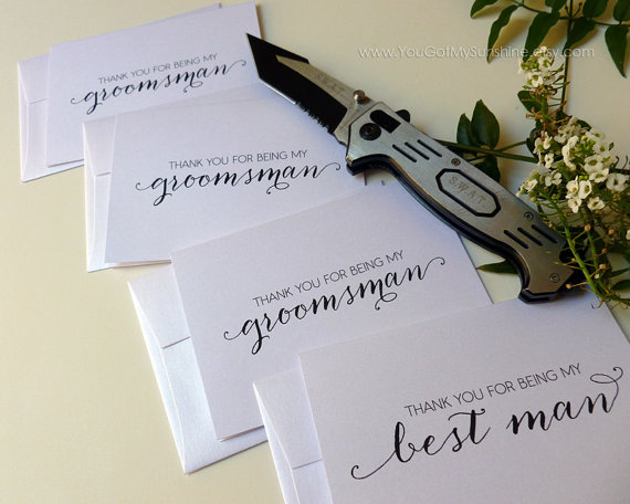 Mariage - Wedding Thank You Cards for bridesmaid, groomsman, maid of Honor, flower Girl, usher, ring bearer - SET of 10 - Calligraphy Style - ANITA