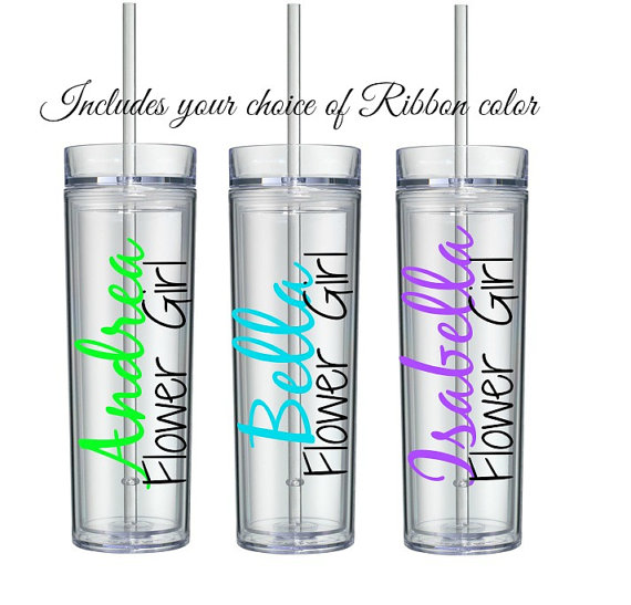 Wedding - 1 Flower Girl Personalized Tumbler, Flower Girl Gift, Flower Girl Cup, Flower Girl Tumbler, Bridal Party Tumblers