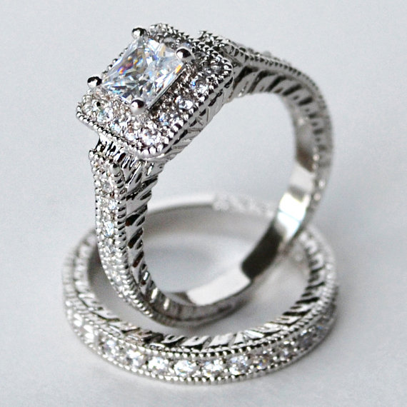 Cz Ring Cz Wedding Ring Cz Engagement Ring Wedding Ring Set Ring