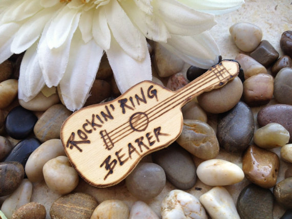 Mariage - Gift for Ring Bearer Rockin Ring Bearer Guitar Pin for Rustic Chic Wedding