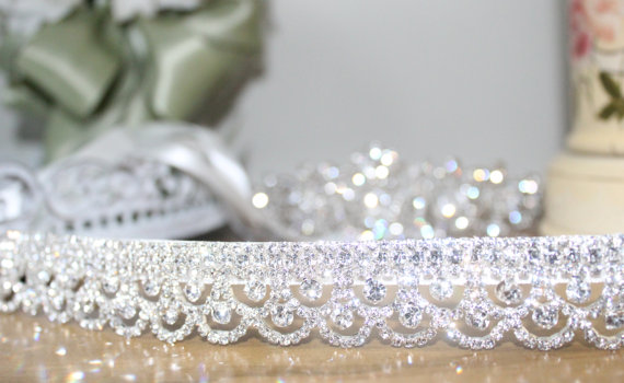 زفاف - New Lace Inspired Bridal Rhinestone Wedding Gown Sash Belt