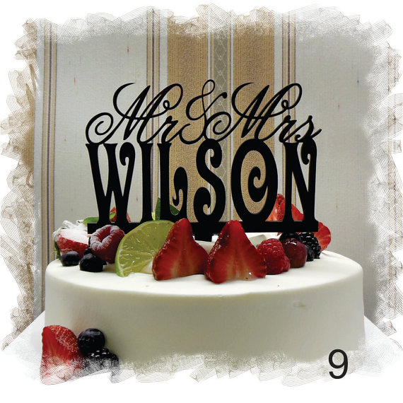 Hochzeit - Wedding  Cake Topper , Monogram Cake Topper Mr and Mrs  With Your Last (Family)Name  - Handmade Custom Wedding Cake Topper