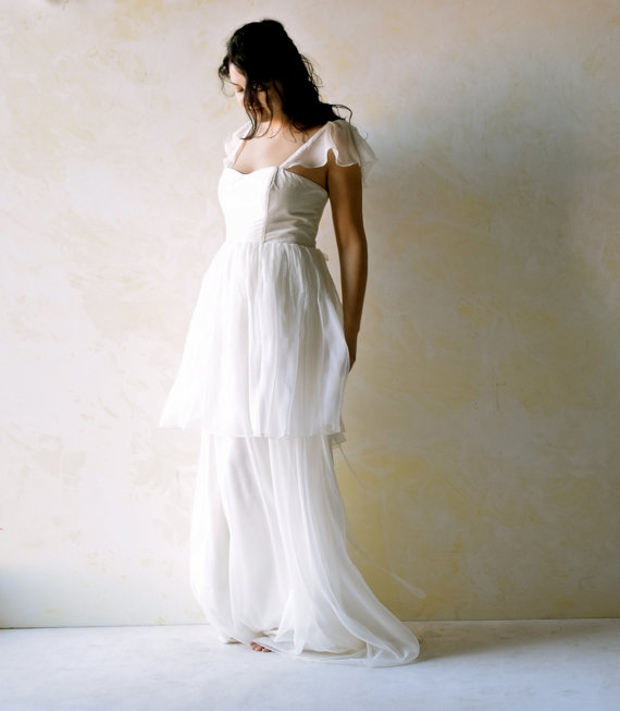 Hochzeit - Wedding Dress, Boho Wedding Dress, Edwardian wedding gown, silk wedding dress, Flounce wedding dress, Fairy wedding dress, custom dress