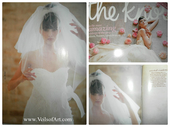 Mariage - The Knot Featured Bridal Elbow Veil 2 Tier Triangular Cut Style VE707
