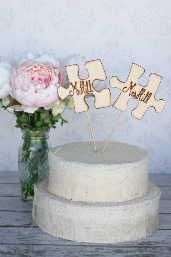 Hochzeit - Wedding Cake Topper Custom Puzzle Pieces (Item Number 140175)