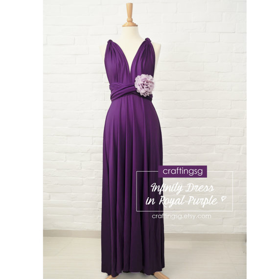 Mariage - Bridesmaid Dress Infinity Dress Royal Purple Floor Length Wrap Convertible Dress Wedding Dress