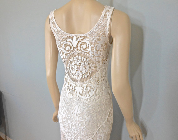 زفاف - Silky Lace WEDDING Dress BOHEMIAN Wedding Dress FAIRY Wedding Dress, romantic wedding gown, Handmade, One of a Kind Sz Medium