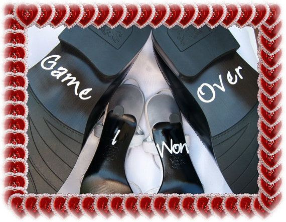 Hochzeit - Wedding Shoe Decals - I Won, Game Over - Free Shipping