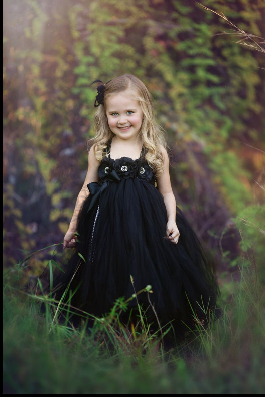 Wedding - Black Tutu Dress...Birthday Tutu Dress.. Flower girl dress...Black Flower girl dress...Little black dress...Mini Bridesmaid