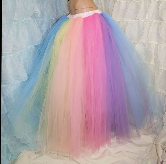Wedding - Pastel Rainbow Faerie Formal Alternative Wedding Skirt Fae All Sizes - MTCoffinz