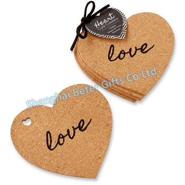 Wedding - "Heart" Cork Coasters (set of 4pcs)