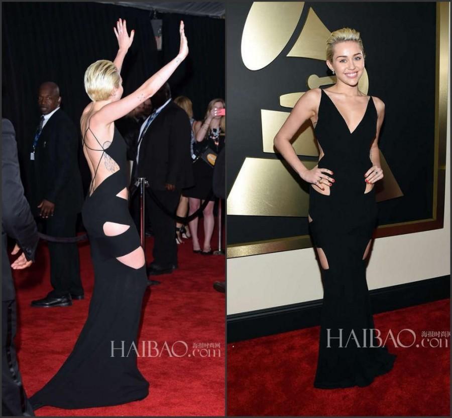 Wedding - Miley Cyrus Newest 2015 57th Grammy Awards Sexy Celebrity Evening Dresses Pageant Black Formal Gowns Party Prom Red Carpet Dress Backless, $99.18 