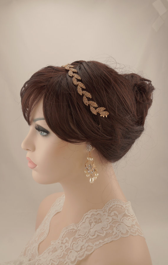 Свадьба - Rose gold bridal headband -Vintage inspired rose gold art deco crystal bridal headband-Tiara headpiece-Wedding jewelry