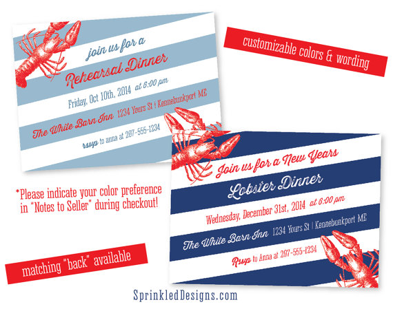 Hochzeit - Lobster Dinner or Crawfish Boil Party Invitation - Rehearsal Dinner - Seafood Lobster Bake - Custom, Printable Party Invite