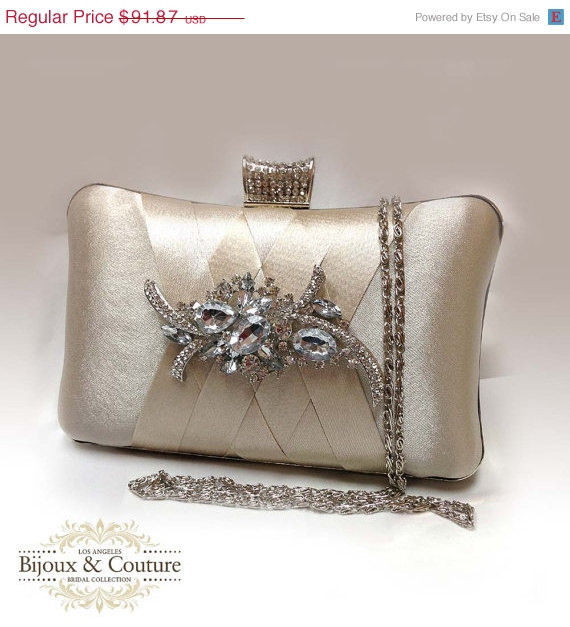 Hochzeit - wedding clutch, Bridal clutch, Champagne clutch, evening bag, Modern clutch, bridesmaid bag, crystal clutch