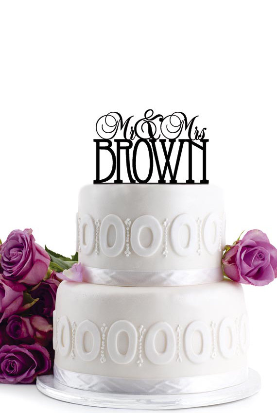 Wedding - ON SALE !!! Wedding Cake Topper - Personalized Cake Topper - Mr and Mrs - Monogram Cake Topper - Cake Decor - For Anniversary