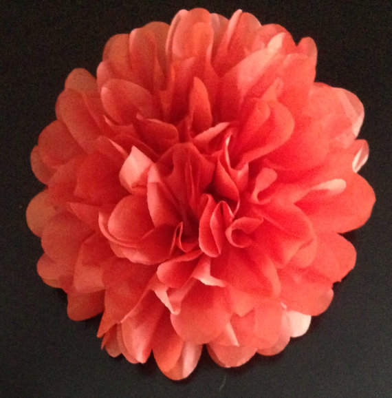 Hochzeit - Dark Coral - 1 tissue paper pom// baby shower, wedding, party decor, birthday, bridal shower, nursery decor, reception, ceremony