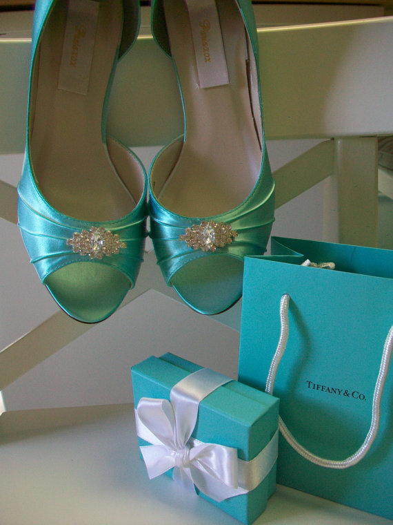 Wedding - Wedding Shoes - Tiffany Blue - Crystals - Tiffany Blue Wedding - Dyeable Choose From Over 100 Colors - Wide Sizes Available - Shoes Parisxox