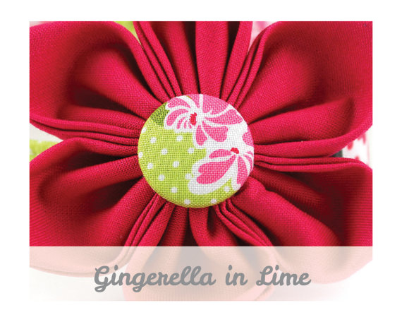 زفاف - Dog Collar Flower - Gingerella in Lime