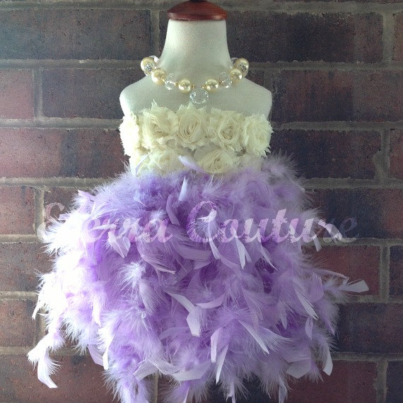 Wedding - Feather Flower Girl Dress Baby Toddler Child Tutu Dress - Vintage Chiffon Flowergirl Dress MATCH YOUR COLORS