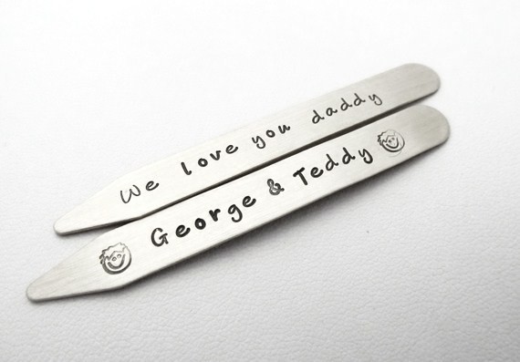 Wedding - Personalized Stainless Steel Collar Stays - Fathers Day - Anniversary Gift - Groom Gift - Groomsmen - Father of the Bride - Gift for Dad