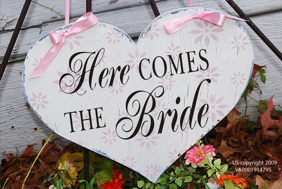 Wedding - HERE comes the BRIDE- Wedding Signs STENCILS- Several Sizes Available-  Create your own Wedding Signs!