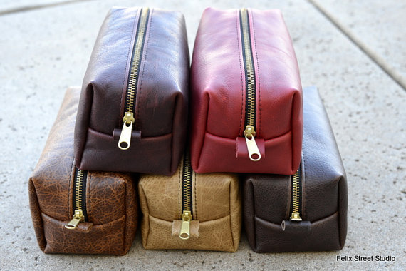 زفاف - Groomsmen Gift Leather Toiletry Bag Travel Bag Dopp Bag Grooming Kit Shaving Bag with Free Initials