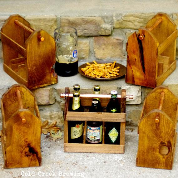 Wedding - QTY 8 Home Brew Six Pack Carriers - Beer Bottle Carriers - Free Shipping & Discount -Wedding Party GIft -Groomsmen Gift