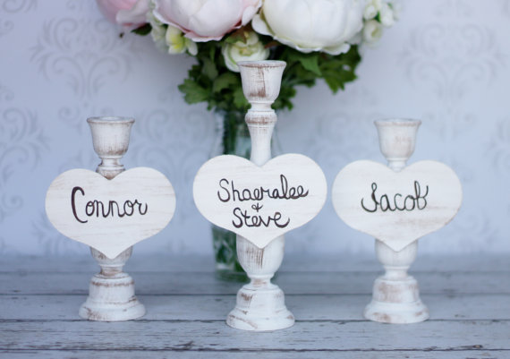 Wedding - Wedding Unity Candle Set For Blended Family Shabby Chic Decor (item P10516)