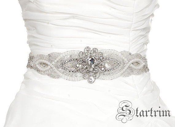 زفاف - SALE KERRI Swarvoski  rhinestone wedding bridal sash, belt