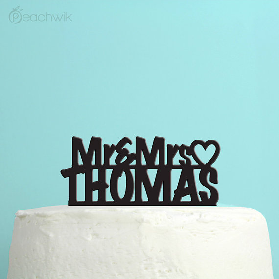 Свадьба - Wedding Cake Topper - Personalized Cake Topper - Mr and Mrs - Unique Custom Last Name Wedding Cake Topper - Peachwik Cake Topper - PT12